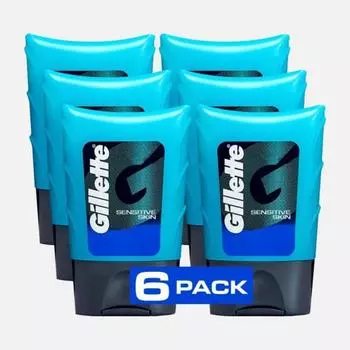 Gillette After Shave Gel Мужской лосьон Успокаивает и освежает чувствительную кожу Легкий аромат 2,5 унции 6 упаковок Одеколон