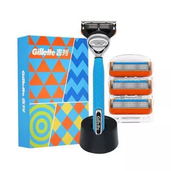 Gillette Blue Fusion 1 ручка 4 бритвенные головки 1 подставка 51/256 синий