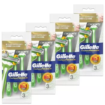 Gillette Custom Premium Gel Shield Shaving Disposable Razor for Men 12 Pieces