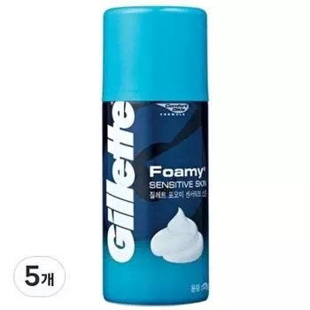 Пена для бритья Gillette Foomi Sensitive Skin, 175 г, 5 шт., корейское бритвенное лезвие