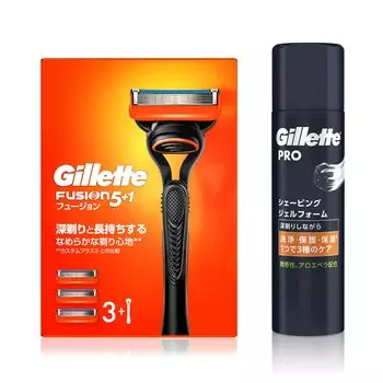 Gillette Fusion Manual Основной блок Запасные лезвия Гель для бритья Пена 195 г Бритва для чувствительной кожи Мужская (3 Включено) + [Покупка комплекта] Мужской