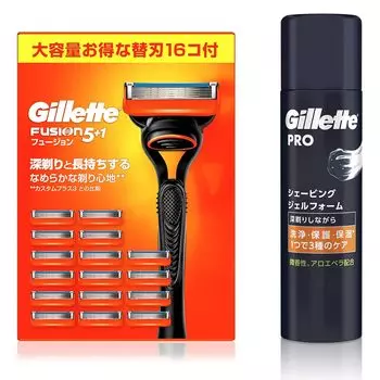 Gillette Fusion Manual Shaving Razor Shaving Gel Foam 195g for Men (16 Blades) + (Set)