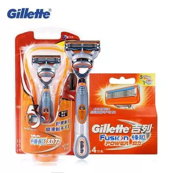 Gillette Fusion Power Razor, лезвия для электробритвы, лезвия для бритья, безопасная бритва, 1 держатель, 5 лезвий