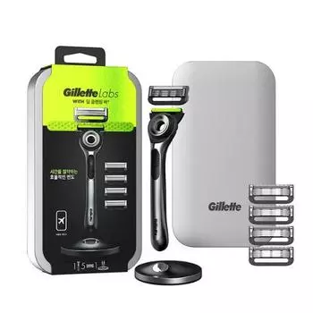 Gillette Labs Deep Cleansing Bar Tin Case Set (Handle + 5 Blades + Stand + Tin Case)