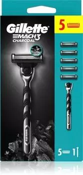 Gillette Mach3 Charcoal Razor + Replacement Blades TU прозрачный