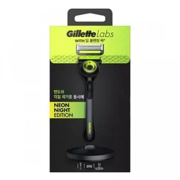 Gillette [новый] Gillette Labs Deep Cleansing Bar Shaver Neon Night Edition Handle+1 Blade