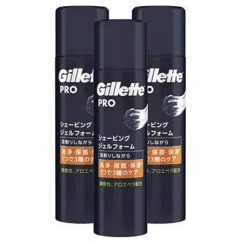 Gillette PRO Shaving Gel Foam 195 г x 3 шт. Бритва для мужчин [Оптовая закупка]
