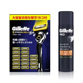 Gillette ProShield Manual Replacement Blades Гель-пена для бритья 195 г Бритва для мужчин (16 Включено) + [Покупка набора]
