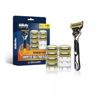 Gillette ProShield Yellow Power бритвенная ручка + лезвие бритвы 7P, корейское лезвие бритвы