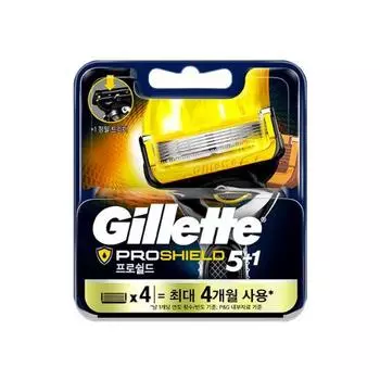 Gillette ProShield Желтые лезвия для бритвы (4 упаковки), Корейская мужская популярная косметика