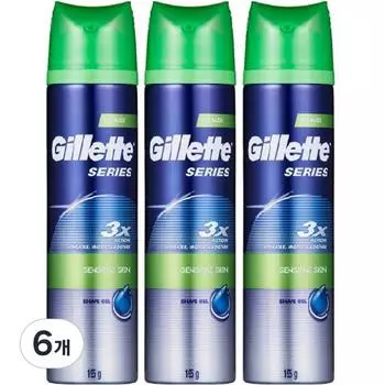 Гель для бритья Gillette Sensitive Skin, 195 г, 6 упаковок, корейское бритвенное лезвие