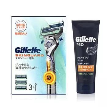 Gillette Skin Guard Power основной блок 3 сменный гель для бритья 175 мл Бритва для чувствительной кожи для мужчин (с лезвиями) + [покупка комплекта] мужской