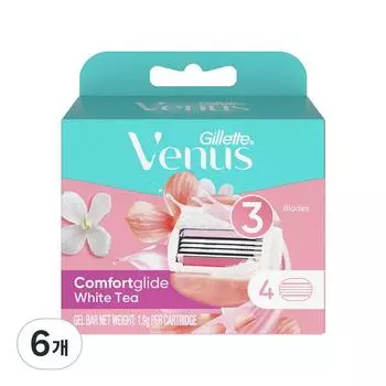 Gillette Venus Comfort Glide White Tee Женская бритва Лезвия для бритвы 4 упаковки, 4 упаковки, 6 упаковок, корейское лезвие для бритвы