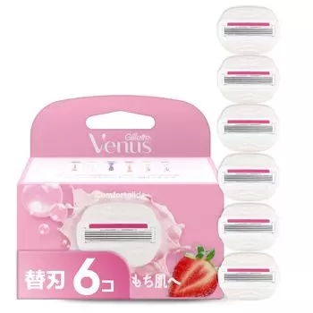 Gillette Venus VENUS Бритва для женщин с мылом Аромат клубничного поля для влажной кожи 6 сменных лезвий Комфортное скольжение белый