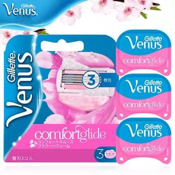 Gillette Venus Женское лезвие для бритвы 3 слоя с мылом Гладкое лезвие для бритья Женское тело Curve Сменные картриджи 3 шт. розовый/синий