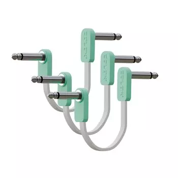 GIMI 10cm Color Patch Cable Space Saving Flat Cable for Guitar Effector Type 3 Pack L-L (Green-3pcs, 10cm)