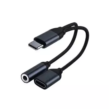 GIMIRO 2 в 1 Тип C к аудиоразветвителю Кабель USB C на 3,5 мм Aux с портом быстрой зарядки USB C Кабель-адаптер типа C для наушников красный