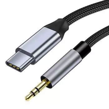 GIMIRO USB C-3,5 мм аудиокабель Aux Jack [1,5 м] Aux-USB C аудиокабель для автомобиля Setero, наушников, телефона серый