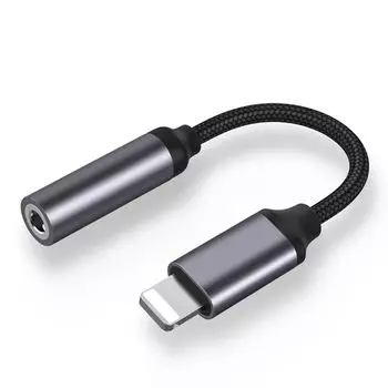 GIMIROAux-кабель 3,5 мм IP-адаптер Кабель со стереоразъемом Аудиокабель — i, аудиоадаптер от телефона к Aux — AUX-кабель с нейлоновой оплеткой для автомобиля, наушников, телефона серый