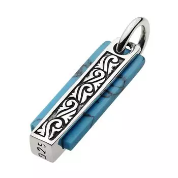 Gimmick Plate Stone Pendant Turquoise fp0145 [Figmart] [Silver Accessory]