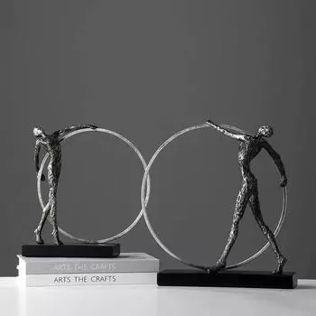 Гимнастические танцевальные фигуры Скульптура Украшение стола Ремесла Железный круг Гимнастические абстрактные персонажи Статуя Комната Эстетический декор