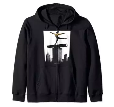 Гимнастка на бревне в толстовке с капюшоном-небоскребом чёрный