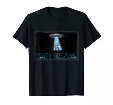 Футболка Gin and Tonic Gin Beam Pan Gift UFO Alien Halloween чёрный