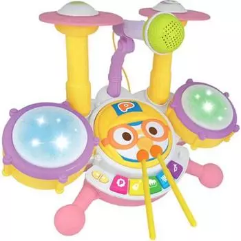 Gina World Singing Pororo Mini Drum Набор музыкальных инструментов, разноцветные, популярные корейские игрушки