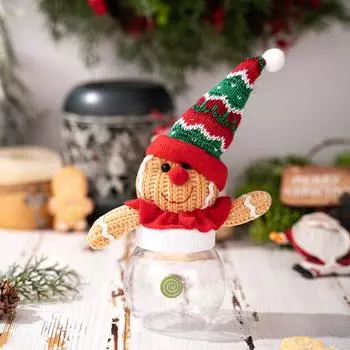 Gingerbread Christmas Man Candy Jar With Creative Storage For Party Display Gift Candy Jar A