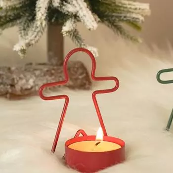 Gingerbread Man Candlestick Red Green Candle Hplder Mini Iron Christmas Candlestick