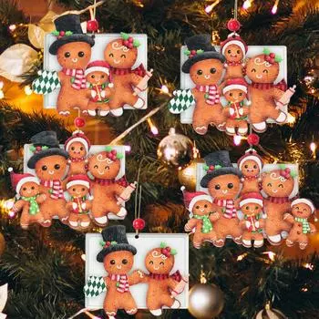 Gingerbread Man Christmas Family Wooden Pendant 2025 Christmas Decorations for Home Cristmas Ornament Xmas Gift New Year 2024