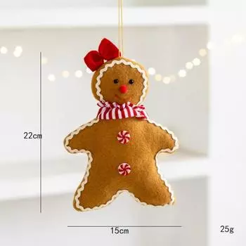 Gingerbread Man Doll Christmas Hanging Pendant Cute Plush Christmas Tree Decoration Wreath Elf Cartoon