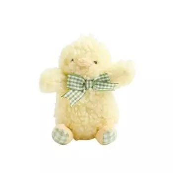 Gingham Check Ribbon Stuffed Dog Sound Toy Small Dog Medium Dog Cute Stylish Popular Brand Toy Poodle Chihuahua monchri [Chick Toy] (FREE/Yellow)