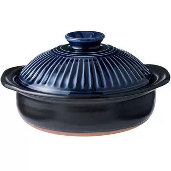 Ginpo Pottery Chrysanthemum Earthenware Pot Banko Ware 7 Lapis Lazuli For 2 earthenware pot that brightens up your Stylish Open Fire (No. / / people)