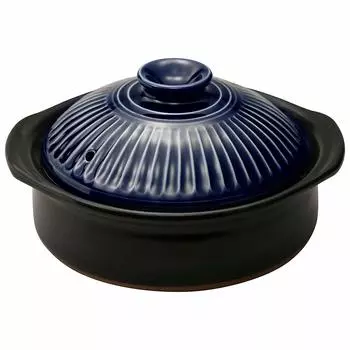 Ginpo Pottery Earthen Pot IH Compatible Open Fireable Kikuka Lazuli 6 For 1 Person Banko Ware Made in Japan No. 2080-1852 синий