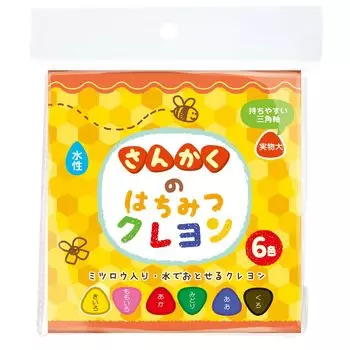 Ginpo Triangle Honey Crayon 6 Colors Asobikko Gintori Sangyo Water-based