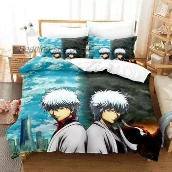 Gintama Bedding Set Single Twin Full Queen King Size Bed Set Aldult Kid Bedroom Duvetcover Sets 3D Print Anime Bed Sheet Set 70x133cm 2pcs