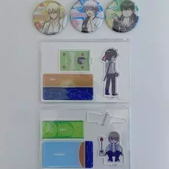 Gintama Retopopou акриловая подставка Hijikata Sogo и женское издание Can Badge