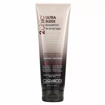 Giovanni, 2chic, шампунь Ultra-Slick, для всех типов волос, бразильский кератин + марокканское аргановое масло, 8,5 жидких унций (250 мл)
