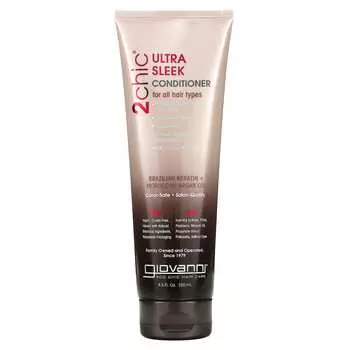 Giovanni, 2chic, Ультрагладкий кондиционер, для всех типов волос, бразильский кератин + марокканское аргановое масло, 8,5 жидких унций (250 мл)