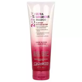 Giovanni, 2chic, ультрароскошный шампунь для чрезмерно поврежденных волос, цветки вишни + лепестки роз, 8,5 жидких унций (250 мл)