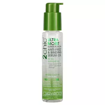 Giovanni, 2chic, Ultra-Moist Super Potion, сыворотка-масло против пузырьков и связывания, авокадо + оливковое масло, 81 мл (2,75 жидких унций)