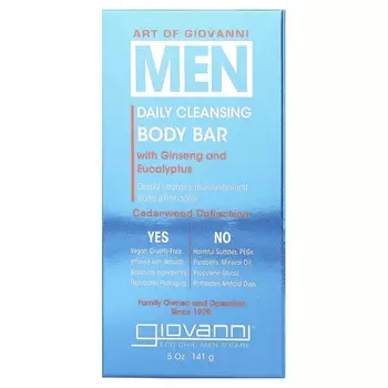 Giovanni, Art of Giovanni, очищающее мыло для тела для мужчин с женьшенем и эвкалиптом, 5 унций (141 г)