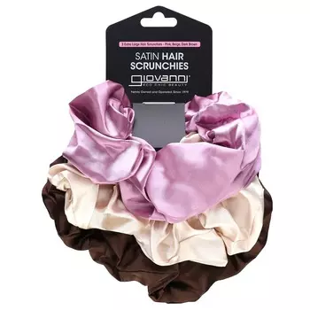 Giovanni, атласная резинка для волос, очень большая, розовая, бежевая, темно-коричневая, 3 резинки
