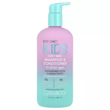 Giovanni, Eco Chic® Kids, ежедневный шампунь и кондиционер 2 в 1, для всех типов волос, 16,5 жидких унций (487 мл)