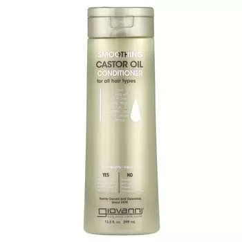 Giovanni, Разглаживающий кондиционер с касторовым маслом, для всех типов волос, 13,5 жидких унций (399 мл)