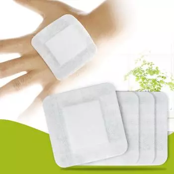 Гипоаллергенная нетканая медицинская клейкая повязка на раны, марлевая повязка 10x10 см белый