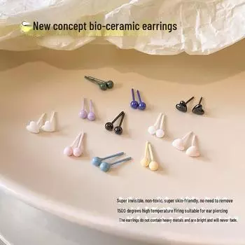 Гипоаллергенные биокерамические серьги цвета макарон: Безопасно для сна A1678 оливковое зеленый