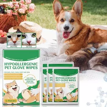 Гипоаллергенные несмываемые салфетки для ухода за собаками и кошками, для ежедневного ухода и путешествий, упаковка 5 шт. по 5 мл One Size белый