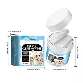 Гипоаллергенные салфетки Yegbong для глаз собак и кошек, средство на растительной основе для удаления слезных пятен, выделений, корок, аллергии, зуда, без запаха 60pcs